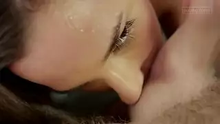 فم متشوق يلتف حول قضيب صلب نابض